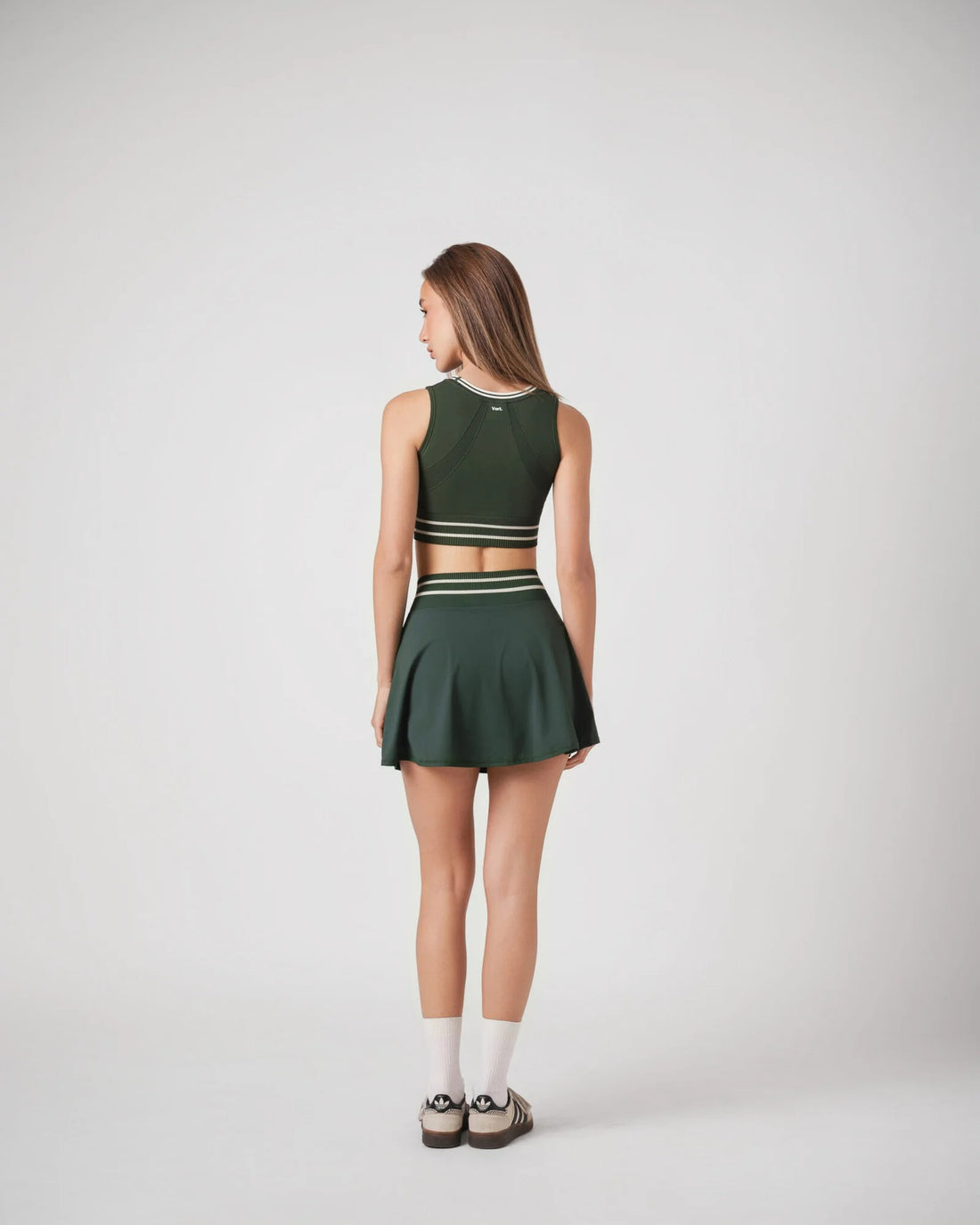 Ensemble Aryna Rétro Tennis &amp; Padel – Vert royal – Brassière Rembourrée + Jupe